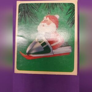 Hallmark Snowmobile Santa Keepsake Ornament - Red and White
